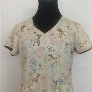Disney Bambi Tan Scrub Top Size Med